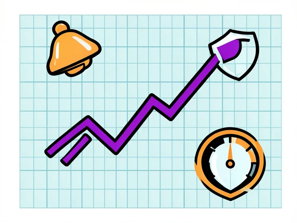Schematische Illustration eines Monitoring-Dashboards mit steigender Verlaufskurve